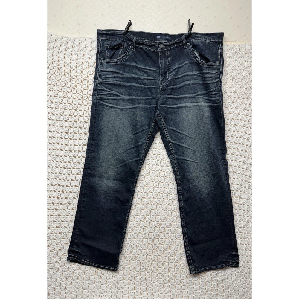 BKE Tyler Jeans Mens Tag 40x30 Fits 42x30 Black Denim Straight Leg Stretch